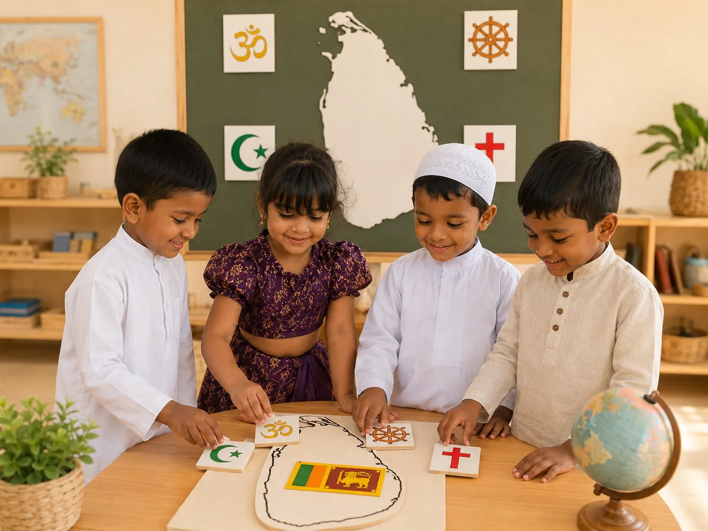 A child exploring the wider world through cultural materials.